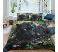 3D Soft Microfiber black panther wild Comforter Cover Set All Season Bedding Sets with Matching Pillowcase digital art style Quilt Cover Easy Care Machine Washable for Boys Girls Kids King（220x240cm）