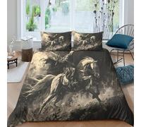 3D Soft Microfiber Death Rider Bedding Quilt Cover Breathable Bedding Set with Matching Pillowcase Dark Fantasy Art Duvet Cover All Season Machine Washable for Kids Teens Adults Super king（260x220cm）