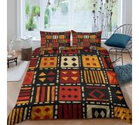3D Soft Microfiber Geometric patterns Duvet Cover All Season Bedding Set with Pillow Shams African tribal art Bedding Quilt Cover Easy Care for Kids Teens Boys Girls Single（135x200cm）