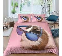 3D Soft Microfiber Guinea Pig Wearing Bedding Quilt Cover Breathable Bedding Set w/ Pillowcase Cute Pet Fashion Duvet Cover All Season Machine Washable for Kids Teens Adults Super king（260x220cm）
