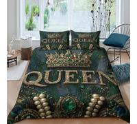 3D Soft Microfiber RoyalCrown Comforter Cover Set All Season Bedding Sets with Matching Pillowcase VintageJewelryStyle Quilt Cover Easy Care Machine Washable for Boys Girls Kids Super king（260x220cm）
