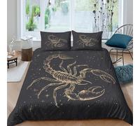 3D Soft Microfiber Scorpion astrology Bedding Quilt Cover Breathable Bedding Set w/Pillowcase Vintage celestial art Duvet Cover All Season Machine Washable for Kids Teens Adults Single（135x200cm）