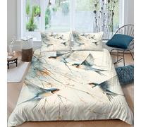 3D Soft Microfiber Swallow Birds In Duvet Cover All Season Bedding Set with Pillow Shams Watercolor Nature Scene Bedding Quilt Cover Easy Care, Washable for Kids Teens Boys Girls King（220x240cm）