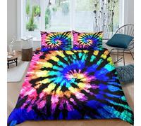 3D Soft Microfiber vibrant spiral Comforter Cover Set All Season Bedding Sets with Matching Pillowcase colorful tie dye Quilt Cover Easy Care Machine Washable for Boys Girls Kids Double（200x200cm）