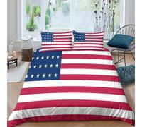 3D Soft Microfibre American flag Comforter Cover All Season Bedding Set with Pillow Cases patriotic design style Quilt Cover Set Easy Care Skin-Friendly Washable for Bedroom Decor Double（200x200cm）