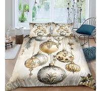 3D Soft Microfibre Christmas decor Bedding Quilt Cover Breathable Bedding Set with Pillow Cases Vintage ornamental style Comforter Cover All Season Washable for Boys Girls Kids Single（140x200cm）