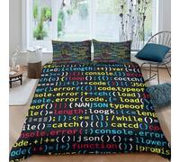 3D Soft Microfibre Code Snippets Bedding Quilt Cover Breathable Bedding Set with Pillow Cases Programming Syntax Comforter Cover Set All Season Machine Washable for Boys Girls Kids Double（200x200cm）