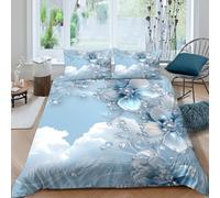 3D Soft Microfibre Crystal flowers Duvet Cover Sets Easy Care Bedding Set with Pillow Cases Elegant digital art Bedding Quilt Cover All Season Machine Washable for Men Women Kids Double（200x200cm）
