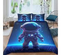 3D Soft Microfibre Cute astronaut standing Duvet Cover Sets Easy Care Bedding Set with Pillow Cases sci-fi cartoon Bedding Quilt Cover All Season Machine Washable for Men Women Kids King（220x240cm）