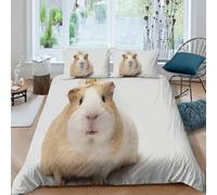 3D Soft Microfibre cute guinea pig Comforter Cover Skin-Friendly Bedding Set w/ Pillowcase floral head accessory Quilt Cover All Season Easy Care, Washable for Boys Girls Kids Super king（260x220cm）
