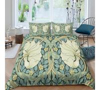 3D Soft Microfibre Floral wallpaper Bedding Quilt Cover Breathable Bedding Set with Pillow Cases Art Nouveau design Comforter Cover All Season Washable for Boys Girls Kids Super king（260x220cm）
