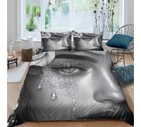 3D Soft Microfibre glitter eye makeup Bedding Quilt Cover Breathable Bedding Set with Pillow Cases luxury glamour style Comforter Cover All Season Washable for Boys Girls Kids Double（200x200cm）
