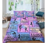 3D Soft Microfibre gymnastics quotes Bedding Quilt Cover Soft Bedding Set with Pillowcases vibrant motivational Duvet Cover All Season Easy Care Machine Washable for Men Women Kids Single（140x200cm）