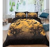 3D Soft Microfibre Halloween bats Quilt Cover Set All Season Bedding Set with Pillow Cases spooky night scene Comforter Cover All Season Easy Care, Washable for Bedroom Decor Super king（260x220cm）