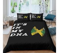 3D Soft Microfibre Jamaica DNA Bedding Quilt Cover Breathable Bedding Set with Pillow Cases Retro graphic style tee Comforter Cover All Season Machine Washable for Boys Girls Kids Single（135x200cm）