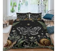 3D Soft Microfibre night moth Quilt Cover All Season Bedding Set w/ Pillow Cases botanical illustration style Comforter Cover All Season Easy Care, Washable for Men Women Kids Super king（260x220cm）