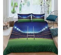 3D Soft Microfibre Rugby stadium night Comforter Cover All Season Bedding Set with Pillow Cases Sports arena digital Quilt Cover Set Easy Care Skin-Friendly Washable for Bedroom Decor King（220x240cm）
