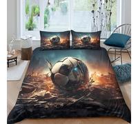 3D Soft Microfibre Soccer Ball Duvet Cover Sets All Season Bedding Set with Pillowcases Dramatic Destruction Bedding Quilt Cover Easy Care Soft Machine Washable for Boys Girls Kids Double（200x200cm）