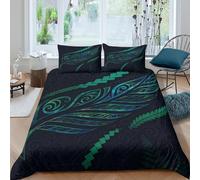 3D Soft Microfibre tattoo feather Duvet Cover Sets Easy Care Bedding Set with Pillow Cases Polynesian tribal art Bedding Quilt Cover All Season Machine Washable for Men Women Kids King（220x240cm）