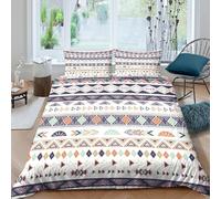 3D Soft Microfibre tribal patterns Quilt Cover Set All Season Bedding Set with Pillow Cases boho geometric design Comforter Cover All Season Easy Care, Washable for Bedroom Decor Single（135x200cm）