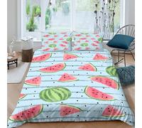 3D Soft Microfibre Watermelon slices Comforter Cover Skin-Friendly Bedding Set w/ Pillowcase Summer fruit pattern Quilt Cover All Season Easy Care, Washable for Boys Girls Kids Single（135x200cm）