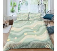 3D Soft Microfibre Wavy lines Duvet Cover Sets Breathable Bedding Set with Pillow Cases Minimalist abstract design Comforter Cover All Season Machine Washable for Men Women Kids Single（135x200cm）
