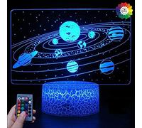 3D Solar Galaxy Night Light USB Powered Remote Control Decor Table Desk 3D Lamp 7/16 Color Changing Lights LED Table Lamp Xmas Home Love Brithday Children Kids Decor Gift