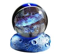 3D Solar System Crystal Ball - 6 cm Solar System Light Engraved Planet Lamp with Space Lights Base, Glass Globe Science Universe Night Light for Men Boys Girls Birthday Astronomy Gifts Celestial Decor
