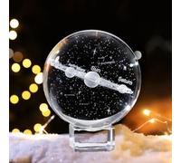3D Solar System Crystal Ball, 60mm Planet Solar System Model, Collectible Space Glass Ornaments, Glass Sphere with Base, Home Decorative Crystal Ornament Astronomy with Gifts Box for Women Kids Boy