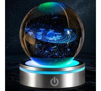 3D Solar System Crystal Ball, Crystal Ball with LED Colourful Night Light, Glass Ball with Touch Lamp Base, Astronomy Model Decor, Luminous Crystal Ball Ornament, Gift for Children, Friends, Couple