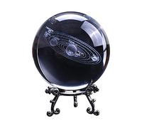 3D Solar System Crystal Ball with Stand Clear Planet Educational Ball Cosmic Model Engraved Glass Ball Sphere Office Decor