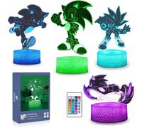 3D Sonic The Hedgehog Night Light 4 Patterns and 16 Color Change Decor Lamp with Remote Control, Birthday Christmas Gifts for Kids,Boy,Girls,and Sonic