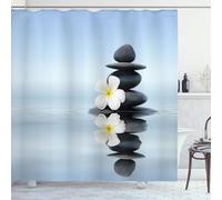 3D Spa Shower Curtain Mould Proof Resistant Small Shower Curtains 90 x 180 cm Wet Room Waterproof Washable Fabric Chinese Asia Bathroom Curtains with 8 Hooks e-1667