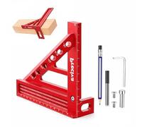 3D Speed Square with Pencil, 22.5-90° Aluminum Alloy Combination Square, Accurate Carpenter Square with 11 Drill Holes Positioning Aid, Triangle Ruler Protractor for Engineer Woodworker