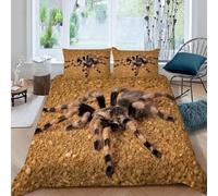 3D Spider Double Duvet Cover Sets Retro Art Double Bedding Set Warm Comfort Microfiber Quilt Cover Size 200x200 cm with 2 Pillowcases 50×75 cm D-1677