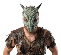 3D Spiked Dragon Mask Adult Fantasy Creature Reptile Monster Costume Mask | Polyurethane, Elastic Strap, Me Women, Dinosaur Mask, Face Cover, Prank Prop, for Halloween, Carnival, Cosplay, Stage Show