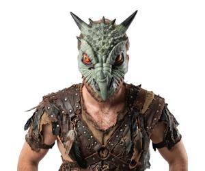3D Spiked Dragon Mask Adult Fantasy Creature Reptile Monster Costume Mask | Polyurethane, Elastic Strap, Me Women, Dinosaur Mask, Face Cover, Prank Prop, for Halloween, Carnival, Cosplay, Stage Show