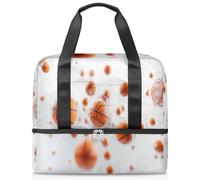 3D Sports Ball Basketball Sports Duffle Bag for Women Men Kirls Boys Girls 21 L Weekend Overnight Bags Wet Seperated Tote Bag for Travel Gym Yoga
