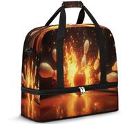 3D Sports Bowling Ball Travel Duffle Bag for Women Men Weekend Overnight Bags Foldable Wet Seperated 47 L Tote Bag for Sports Gym Yoga