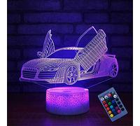 3D Sports Car Night Light 16 Colors Changing USB Power Remote Control Touch Switch Decor Lamp Optical Illusion Lamp LED Table Desk Lamp Children Kids Christmas Brithday Gift
