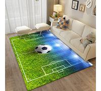 3D Sports Football Rug Area Carpet Home Decor Flannel Water Fire Flame Soccer Large Carpet Living Room Kitchen Bedroom Floor Mats Teen Boys Men Gifts Kids Games Non-Slip Rugs (Color 1,80x120 cm)