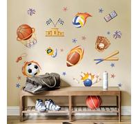 3D Sports Wall Decals, Basketball Soccer Football Wall Stickers Ball Games Peel and Stick Decal Self Adhesive Sticker for Boys Nursery Kids Room Home Decor