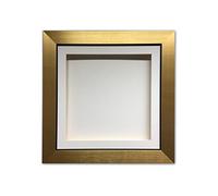 3D Square Deep Shadow Box Frame 12 x 12 Inch | A4 Visible Mount Aperture | Deep Box Picture Display Case for Medals, Keepsakes, Memorabilia, Casts with Perspex Front | White Mount - Gold Frame
