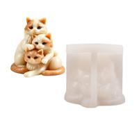 3D Stacking Kitten Silicone Molds Food Safe Silicone Temperature Resistant for Epoxy Resin Soap Home Decoration Release Cast