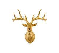3D Stag Head Sculpture Wall Hanging Deer Statue Animal Head Artwork Decoration For Home Gallery Studio Extra Large Christmas Baubles (Gold, One Size)