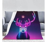 3D Stag Head Throw Blanket, Starry Sky Soft Fleece Blanket Throws for Bed, Bedroom, Sofa, Couch, Yoga, Camping, Car and Outdoor Travel 150x200 cm
