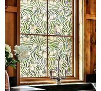 3D Stained Glass Window Film, Decorative Window Privacy Film for Bathroom,Front Door,Home, Sun Blocking Heat Control,Static Cling,23.6inch x 35.4inch Dancing Plant