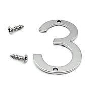 3D Stainless Steel House Plaque Numbers 0-9 5cm with Screws Metal Polished Shining Digital Silver Label Doorplate Door Number for Mailbox Street Address Signs Indoor Outdoor 2 Inch, Rustproof (3)