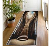 3D Stair Hallway Rug 60 x 220, Washable Optical Illusion Print Kitchen Carpet Runners Short Pile Non-Shedding Bedroom Living Room Runner Rug, Vintage Architecture Floor Mat for Indoor Entryway yF297