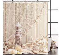 3D Starfish Shower Curtain Beach Shower Curtains Mould Proof Resistant Waterproof Polyester Fabric Bathroom Curtains 180 x 200 cm Bath Curtain for Wet Rooms B-294